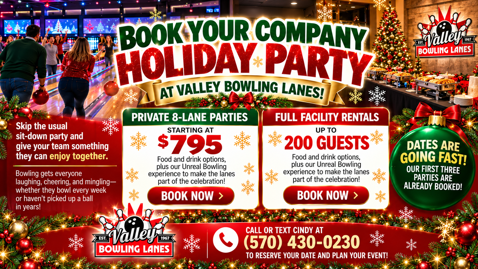 Company Holiday Parties at Valley Bowling Lanes